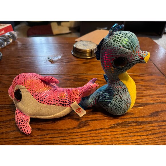 Ty Beanie Boos Ocean Boos Sparkles & Neptune Plush Toys Sparkle Eyes Lot of 2 - Picture 8 of 8